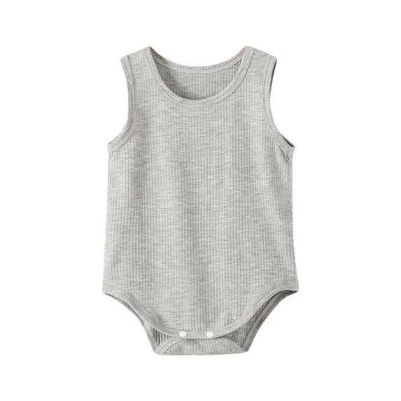Zpanxa Newborn Onesies Unisex Ribbed Sleeveless Solid Color Summer Bodysuit with Snap Crotch Gray 6 Months