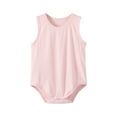 thumbnail image 1 of Zpanxa Newborn Onesies Unisex Ribbed Sleeveless Solid Color Summer Bodysuit with Snap Crotch Pink 9 Months, 1 of 3