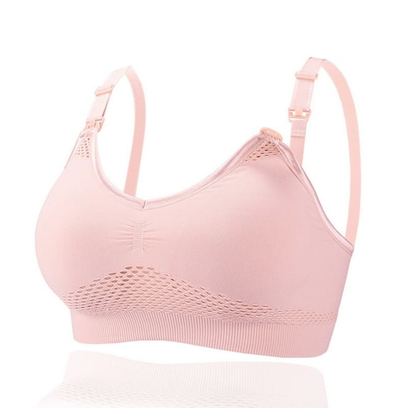 Ashirexll Nursing Bras Women Hands-free Breast Pump Nursing Bras Maternity Pregnant Breastfeeding Vest Womens Bras Pink L