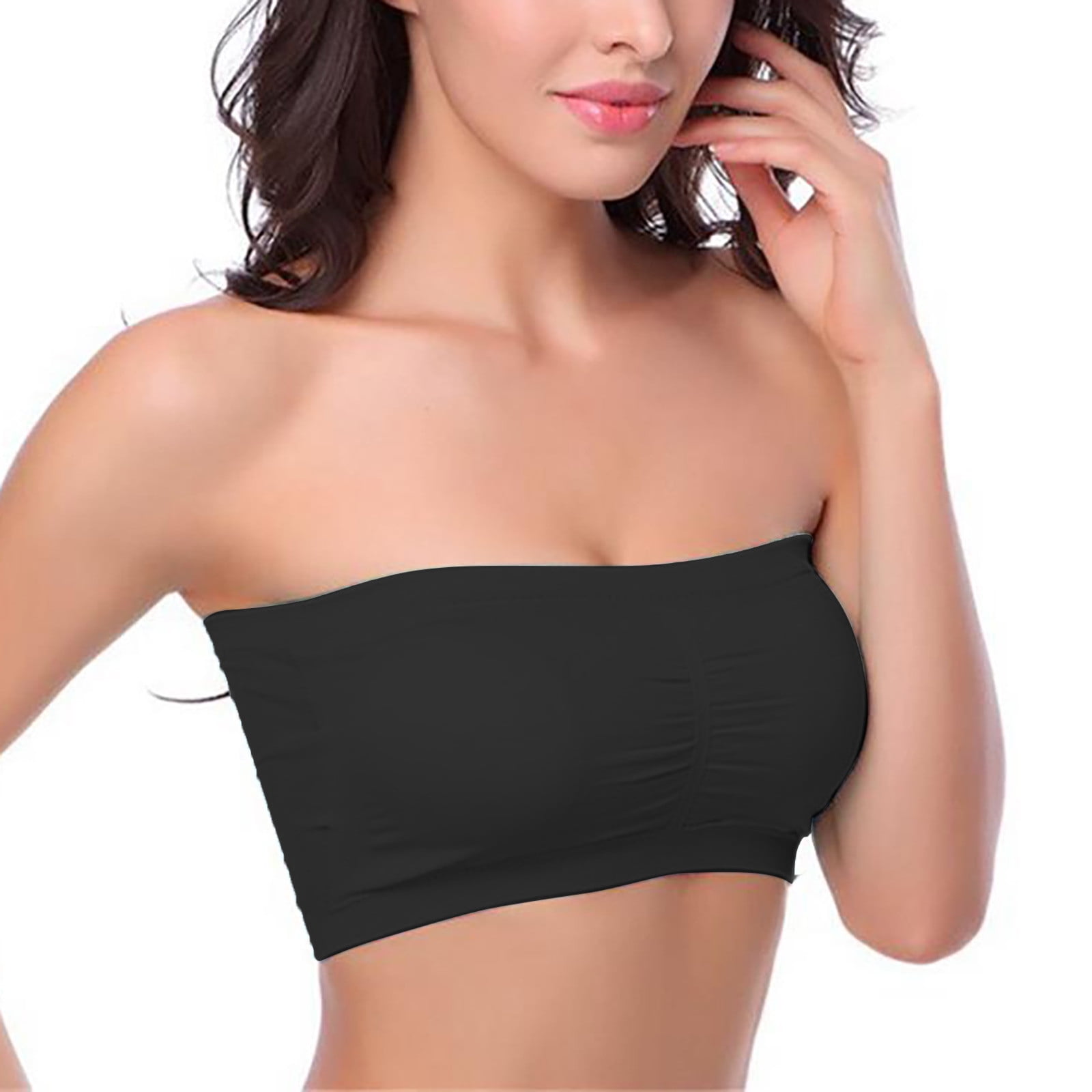 Zpanxa Nursing Bras Womens One-Piece Bra Everyday Underwear Strapless  Polishing Bra Bandeau Tube Tops for Women Sports Bras Black L 