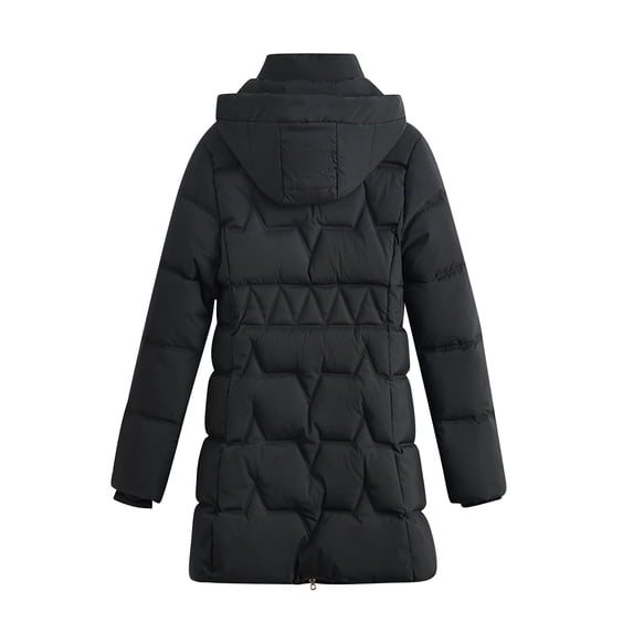 Zpanxa Oversized Quilted Cargo Jacket for Women Mid Length Long Sleeve Casual Warm Winter Coat with Pockets