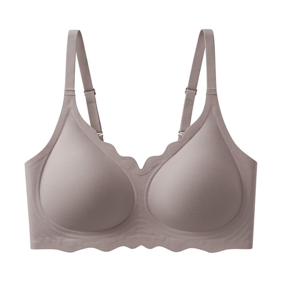 Zpanxa Padded Bras for Women Scalloped Edge Soft, Breathable Plus Size Everyday Wear Coffee 44D