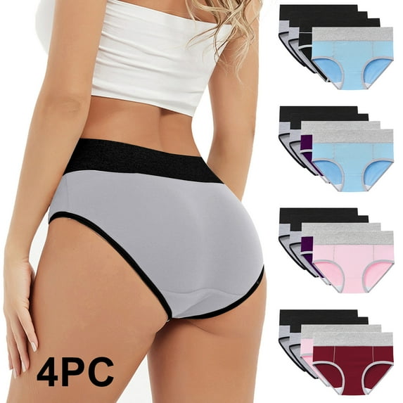 Zpanxa Panties for Women, 3 Pack Women's Period Underwear High Waist Leak Proof Panties Cotton Physiological Briefs Absorbent Menstrual Underwear