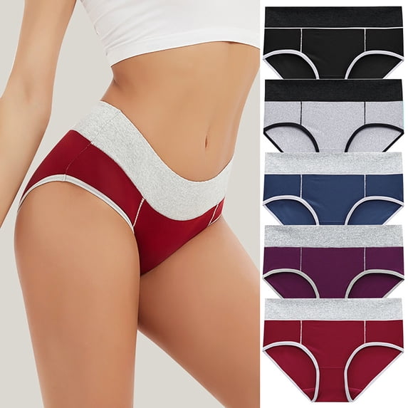 Zpanxa Panties for Women, 5 Pack Women's Plus Size High Waist Cotton Underwear Seamless Hip Lifting Briefs Comfortable Breathable Panties