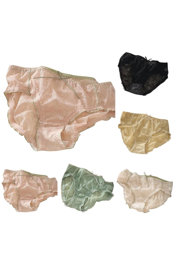 Panties for Women, BBW Lace Underwear Women's Plus Size Solid Color High Waist Breathable Cotton Panties