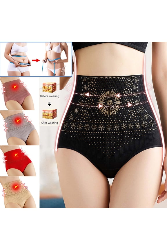 Panties for Women, Plus Size High Waist Thermal Underwear Solid Color Warm Belly Panties Hip Lift Slimming Comfortable Cotton Briefs