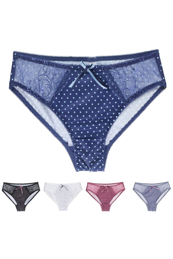 Panties for Women, Women's High Slit Waist Panties Thick Padding Butt Enhancer Striped Polka Dot Design Oversized Comfortable Briefs