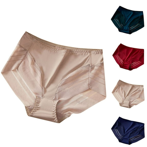 Zpanxa Panties for Women, Women's Large Size Shapewear High Waist Lace Trim Panties Breathable Mesh Butt Enhancer Comfortable Briefs
