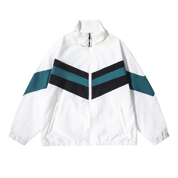 Zpanxa Performance Outdoor Sport Jacket Men's Lightweight Wind-Resistant Athletic Coat with Zippered Pockets for Hiking Running Training and All-Weather Active Wear White L