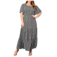 thumbnail image 1 of Zpanxa Plus Size Boho Maxi Dress Women Round Neck Short Sleeve Flowy Summer Dress Relaxed Fit Vacation Dress, 1 of 7