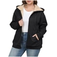 thumbnail image 1 of Zpanxa Plus Size Fleece Hooded Zip Up Jacket for Women Warm Thick Winter Coat with Pockets Long Sleeve Casual Outerwear, 1 of 7