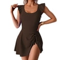 thumbnail image 1 of Zpanxa Plus Size Swim Romper for Women Solid Color Round Neck Push Up One Piece, 1 of 5