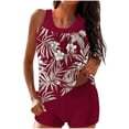 thumbnail image 1 of Zpanxa Printed Boyshort Bikini Set Women's Modest Swimwear Two Piece with Full Coverage Conservative Design and Loose Fit for Beach Swimming, 1 of 5
