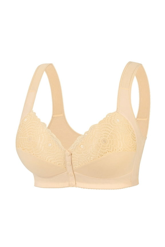 Printed Front Hook Bra for Women Plus Size Wire-Free Everyday Comfort