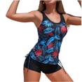 thumbnail image 1 of Zpanxa Printed Shirt Swimsuit Set High Waisted Solid Shorts Two Piece Beachwear for Women, 1 of 5