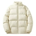 thumbnail image 1 of Zpanxa Puffer Jacket Men Winter Coats Plus Size Thicken Cotton Padded Warm Jacket Lightweight Solid Color Loose Outwear with Pockets Khaki 5XL, 1 of 5