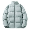 thumbnail image 1 of Zpanxa Puffer Jacket Men Winter Coats Plus Size Thicken Cotton Padded Warm Jacket Lightweight Solid Color Loose Outwear with Pockets Light Blue L, 1 of 5