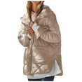 thumbnail image 1 of Zpanxa Puffer Jacket Womens Winter Coats Warm Quilted Jackets Cotton Padded Zip up Hooded Coat Outdoor Snow Jacket Outwear Khaki L, 1 of 6