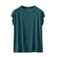 thumbnail image 1 of Zpanxa Pullover for Women Short Sleeve Round Neck Solid Color Basic Tee Casual Relaxed Fit Everyday Top, 1 of 8