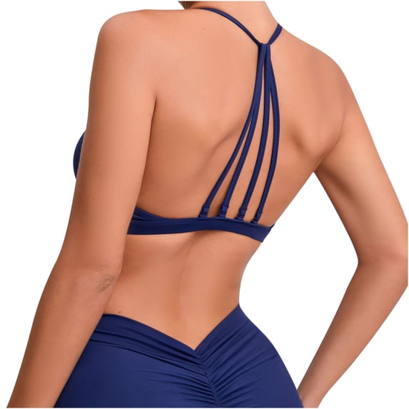 Zpanxa Racerback Sports Bra Women's Seamless Wireless White Strappy Racerback Pullover with Thin Multi-Straps for Yoga