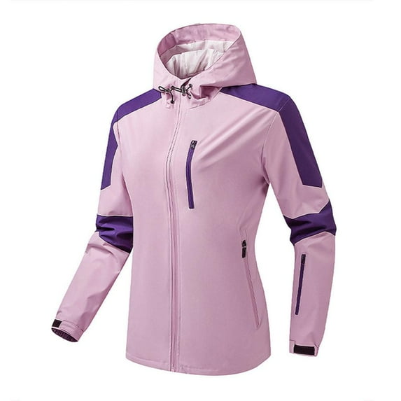 Zpanxa Rain Jacket for Women, Women's Plus Size Waterproof Lightweight Rain Jackets Packable Raincoat Windbreaker Coat with Hood, Outdoor Softshell Jacket Purple S