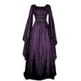 thumbnail image 1 of Zpanxa Renaissance Dress for Women, Gothic Halloween Costume Medieval Wedding Dress, Solid Splicing Flared Long Sleeve Princess Dress, Gothic Victorian Vampire Maxi Dress Purple S, 1 of 5