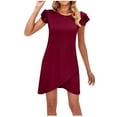 thumbnail image 1 of Zpanxa Retro Sleep Dress Women Floral Print Short Sleeve Round Neck Ruffle Sleeve Midi Dress Cute Pajama Style Dress, 1 of 4
