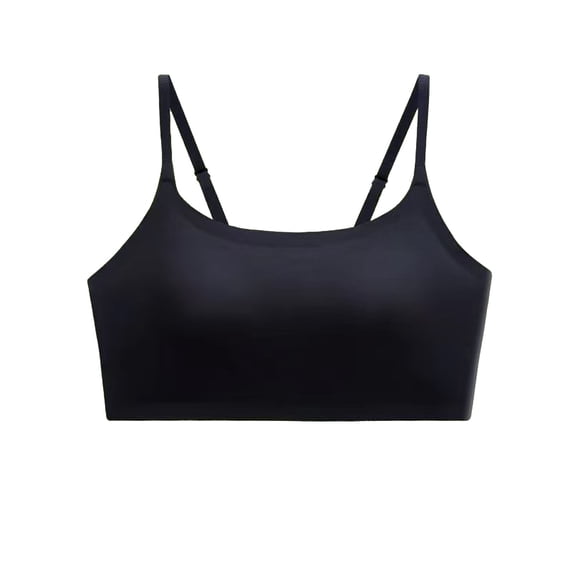 Zpanxa Seamless Bras for Women Wireless Low Back with Thin Straps Everyday Bra Black 36BC