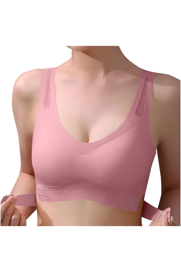 Seamless Front Closure Bra for Women Ice Silk Underwire Back Support Lifting Comfort Versatile for Yoga and Daily Use