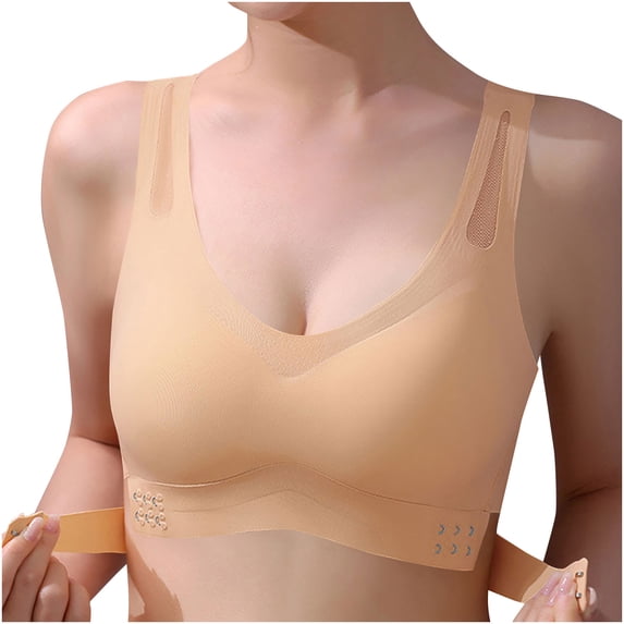 Zpanxa Seamless Front Closure Bra for Women Ice Silk Underwire Back Support Lifting Comfort Versatile for Yoga and Daily Use