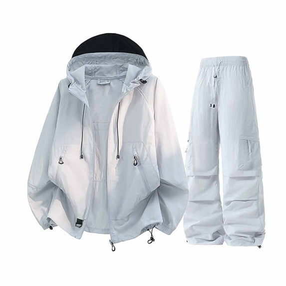 Zpanxa Sets for Women Clothing Two Piece Hooded Zip Jacket and Drawstring Cargo Pants 2-Piece Casual Set