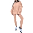 thumbnail image 1 of Zpanxa Sets for Women Clothing Two Piece Solid Crew Neck Long Sleeve Oversized Sweatshirt and Leggings, 1 of 7