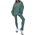 thumbnail image 1 of Zpanxa Sets for Women Clothing Two Piece Solid Crew Neck Long Sleeve Oversized Sweatshirt and Leggings, 1 of 8