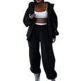 thumbnail image 1 of Zpanxa Sets for Women Clothing Two Piece Solid Zip-Up Hooded Sweatshirt and Cuffed Jogger Pants, 1 of 6