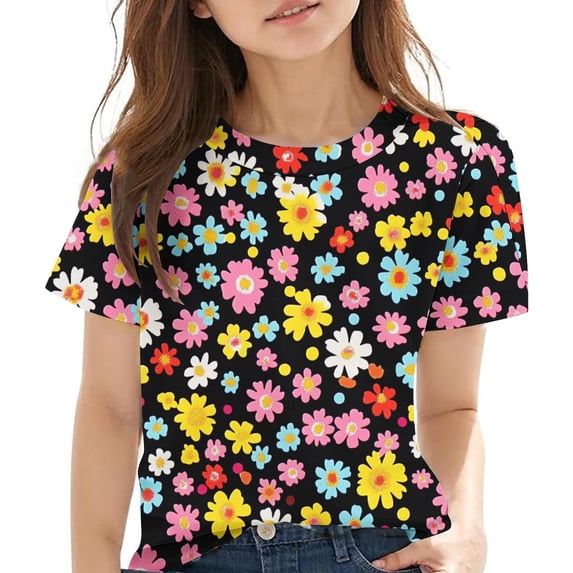 Zpanxa Shirts for Girls Short Sleeve Crew Neck Solid Color Basic Casual Everyday Tee Shirt 3 Years