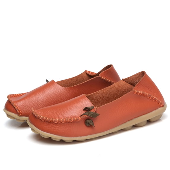 Zpanxa Shoes for Women Round Head Casual Flat Shoes Loafers Soft Bottom Casual Single Peas Shoes Orange Womens Shoes 40