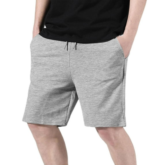 Zpanxa Shorts for Men, Mens Shorts Casual Cotton Vintage Knitted Drawstring Elastic Waist Shorts Sports Knee Length Home Shorts Gray S