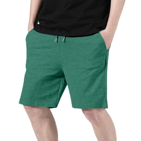 Zpanxa Shorts for Men, Mens Shorts Casual Cotton Vintage Knitted Drawstring Elastic Waist Shorts Sports Knee Length Home Shorts Green S