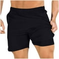 thumbnail image 1 of Zpanxa Shorts for Men, Mens Shorts Casual Shorts Double-layer Sports Thin Lining Fake Two-piece Breathable Woven Five Quarter Shorts Black M, 1 of 2