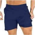 thumbnail image 1 of Zpanxa Shorts for Men, Mens Shorts Casual Shorts Double-layer Sports Thin Lining Fake Two-piece Breathable Woven Five Quarter Shorts Navy XXL, 1 of 3