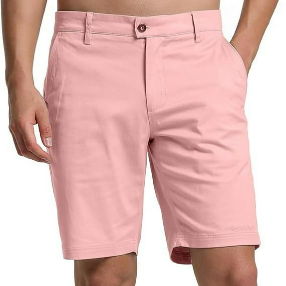Zpanxa Shorts for Men, Mens Shorts Casual Summer Shorts Straight Leg Five Quarter Pants Plus Size Solid Color Sports Shorts Pink XXL