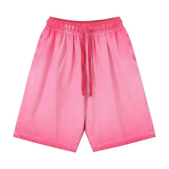 Zpanxa Shorts for Men, Mens Shorts Casual Vintage Gradient Sports Fitness Training Breathable Shorts Pockets Cropped Pants Hot Pink XXL
