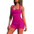 thumbnail image 1 of Zpanxa Side Lace Up Bikini Set Ladies' Solid Color High Waisted Two Piece, 1 of 5