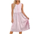 thumbnail image 1 of Zpanxa Sleeveless Round Neck Printed Dress Casual Shift Dress with Pockets and Scattered Floral, 1 of 7