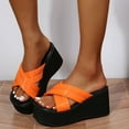 thumbnail image 1 of Zpanxa Slippers for Women Summer Fashion Cross Straps Thick Bottom Non-slip Wedge Slippers Flip Flops for Women Orange 36, 1 of 7