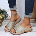 thumbnail image 1 of Zpanxa Slippers for Women Summer Ladies Wedge Heel Slippers Sandals Casual Thick Bottom Carved Women's Shoes Flip Flops for Women Gold 37, 1 of 6