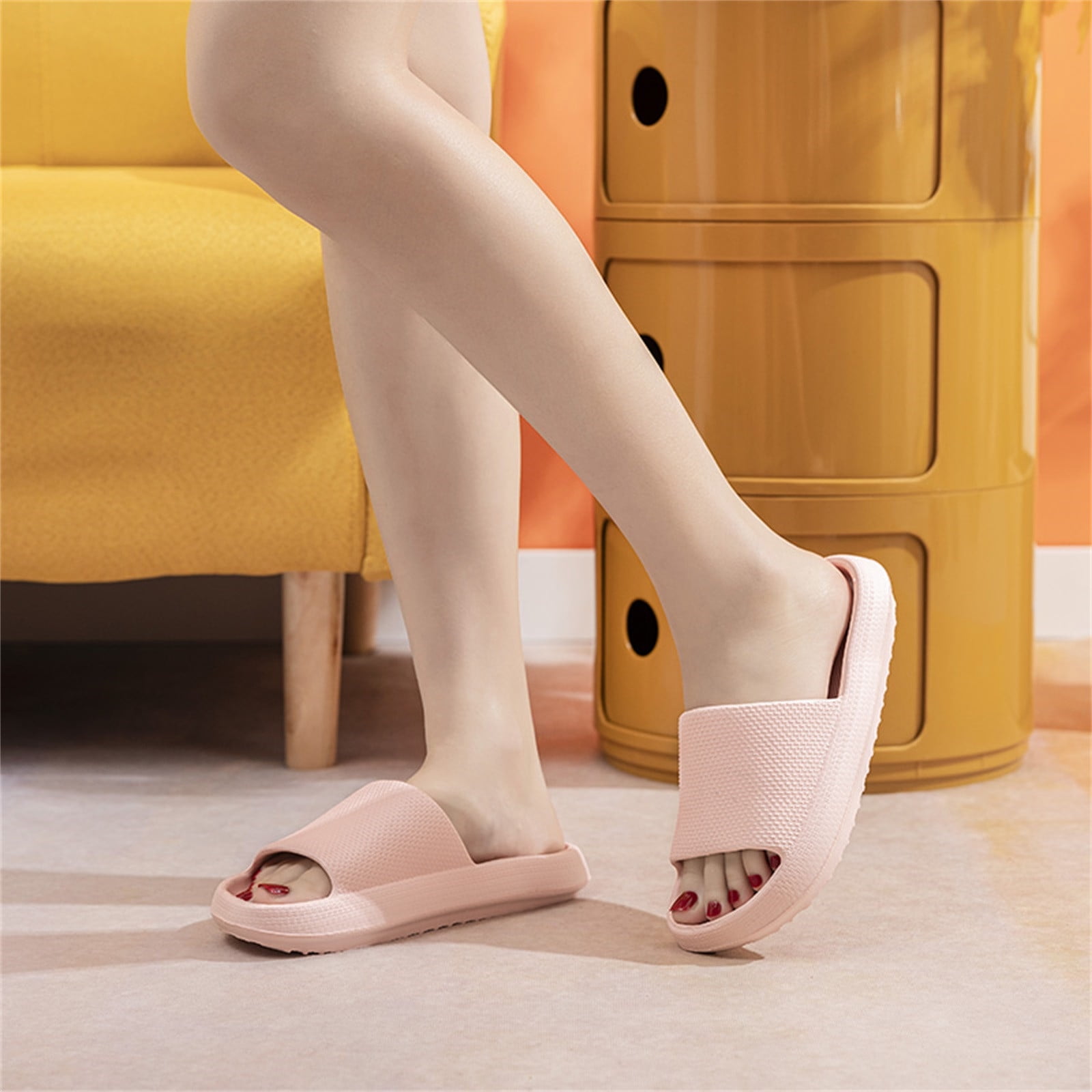 Slippers for Women Woman Massage Shower Bathroom Open Toe Super Thick Sole SandalsSuper Soft Home Flip Flops for Women Pink 38