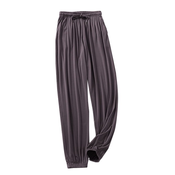 Zpanxa Solid Color Elastic Waist Pants for Women Drawstring Comfort Fit Casual Trousers Soft Fabric for Lounge and Everyday Wear Dark Gray XXL