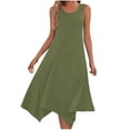 thumbnail image 1 of Zpanxa Solid Color Sleeveless Maxi Dress Women's Casual Round Neck A Line Dress with Asymmetric Hem, 1 of 8