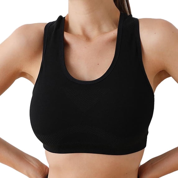 Zpanxa Sports Bras for Women Fashion Solid Color Sports Bra with Chest Pads and Shock Absorbent Underwear Black M